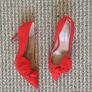 Natural suede leather red shoes brand new